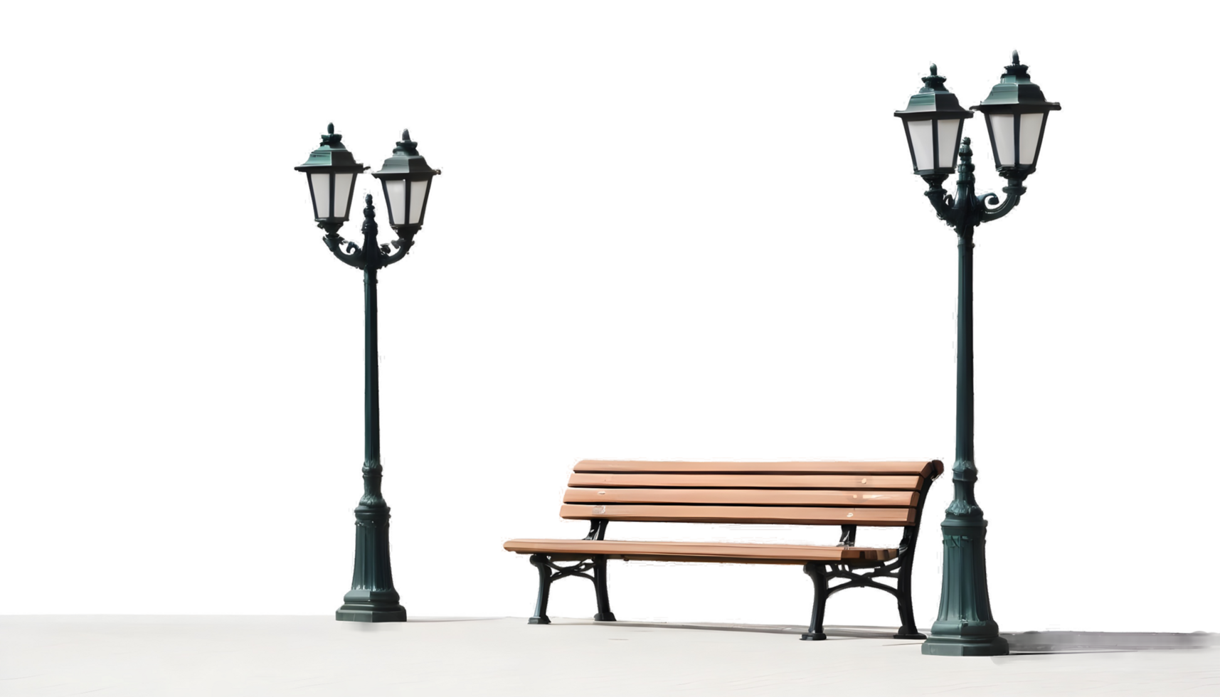Street lamp with bench in a park transparent png