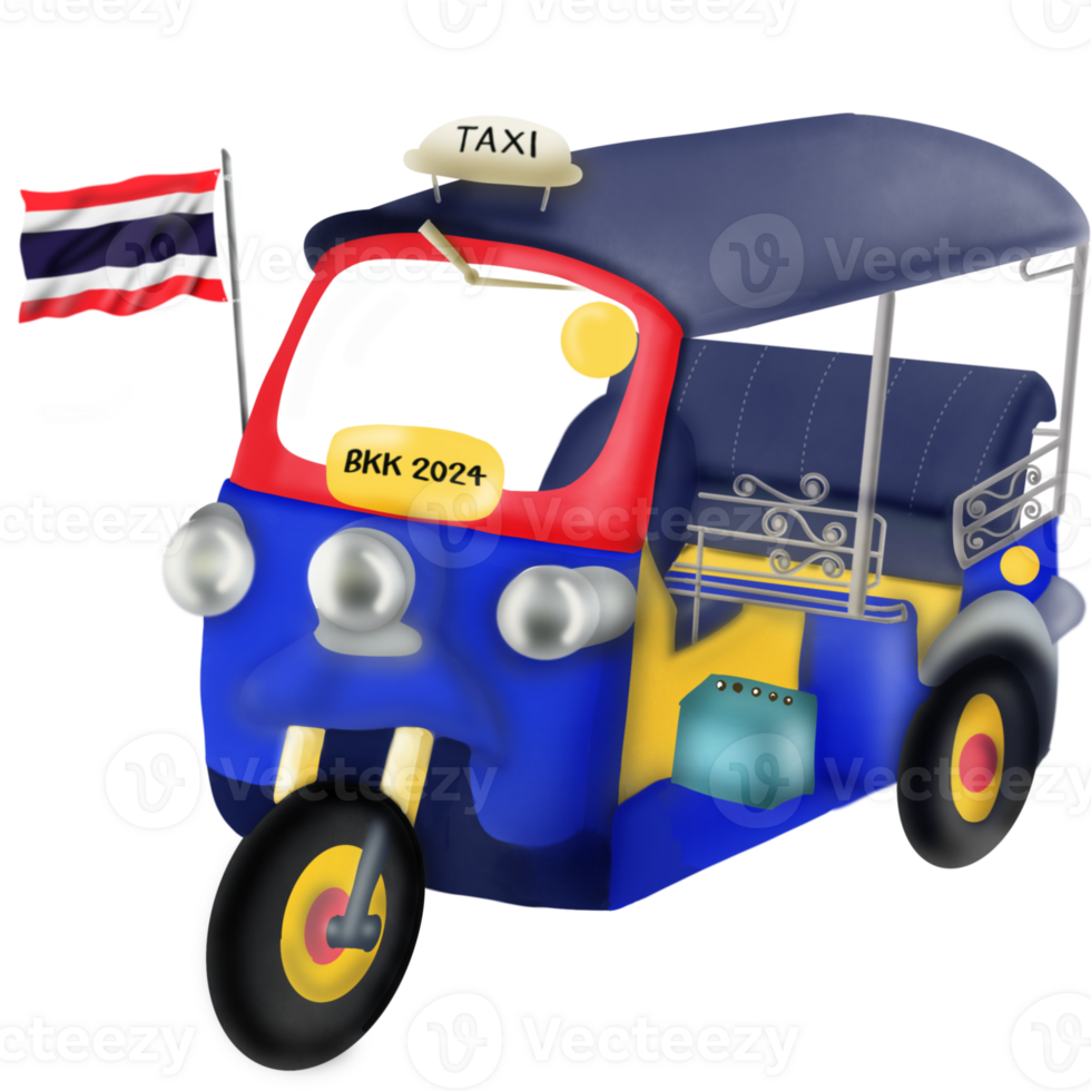 Tuk tuk taxi cartoon in Thailand by drawing png