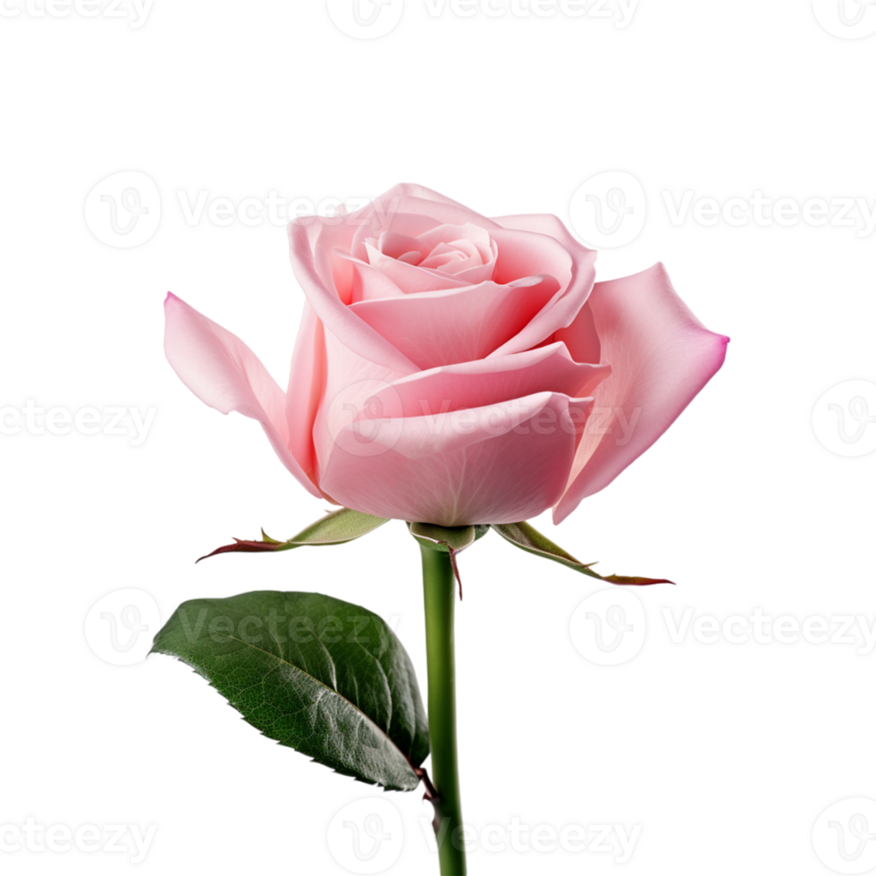 A single vibrant pink rose Isolated on a transparent background png