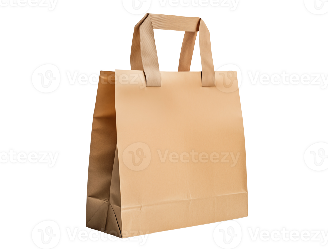 brown folded paper bag with strong handle isolated background png