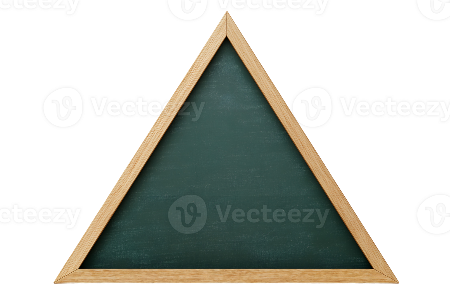 triangular green chalkboard mockup with wooden frame isolated background png