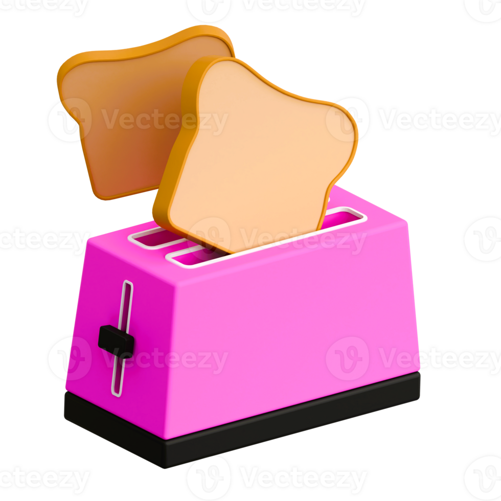 3D Render Pink and Black Toaster Design for Modern Kitchen Appliances png