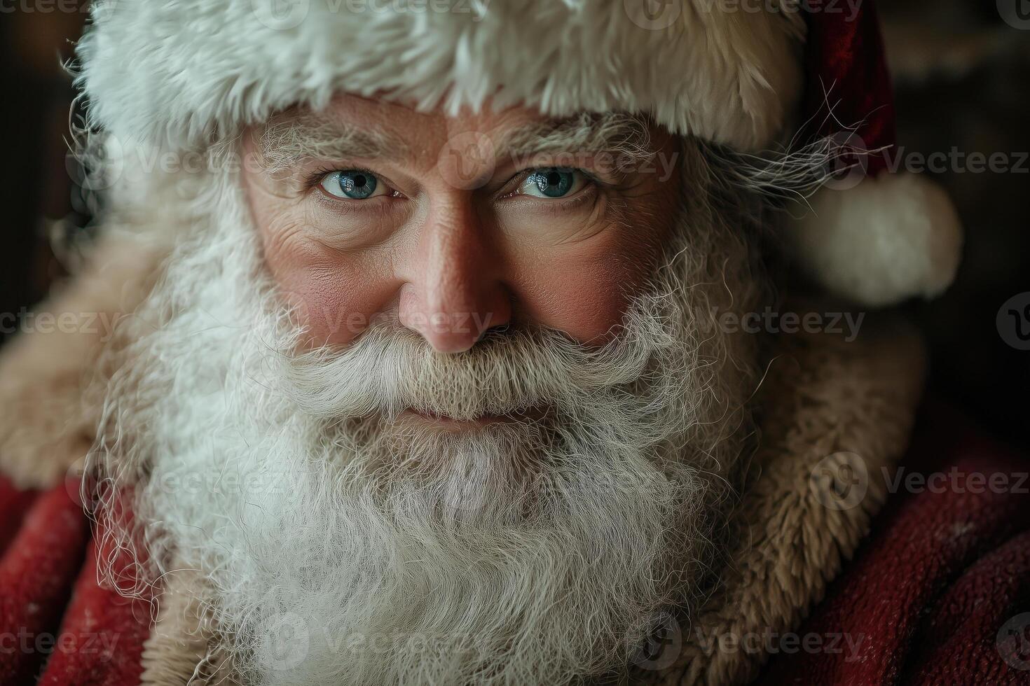 Santa Claus face. Kind eyes and smile. The portrait is made in natural shades. photo