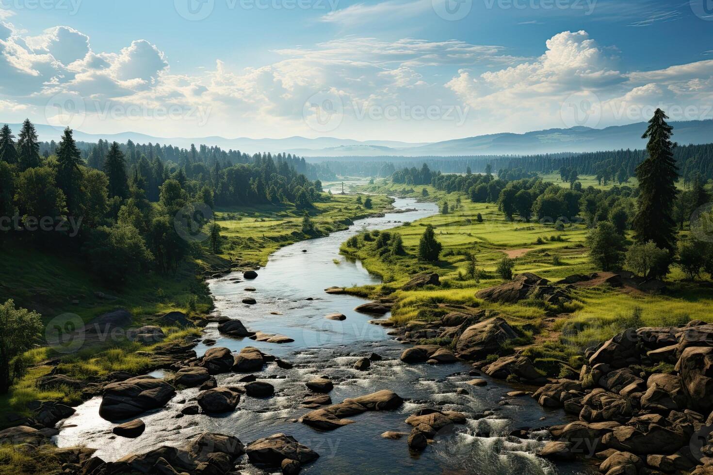 Nature of Latvia. River in the forest. Beautiful summer landscape. Beautiful view. photo