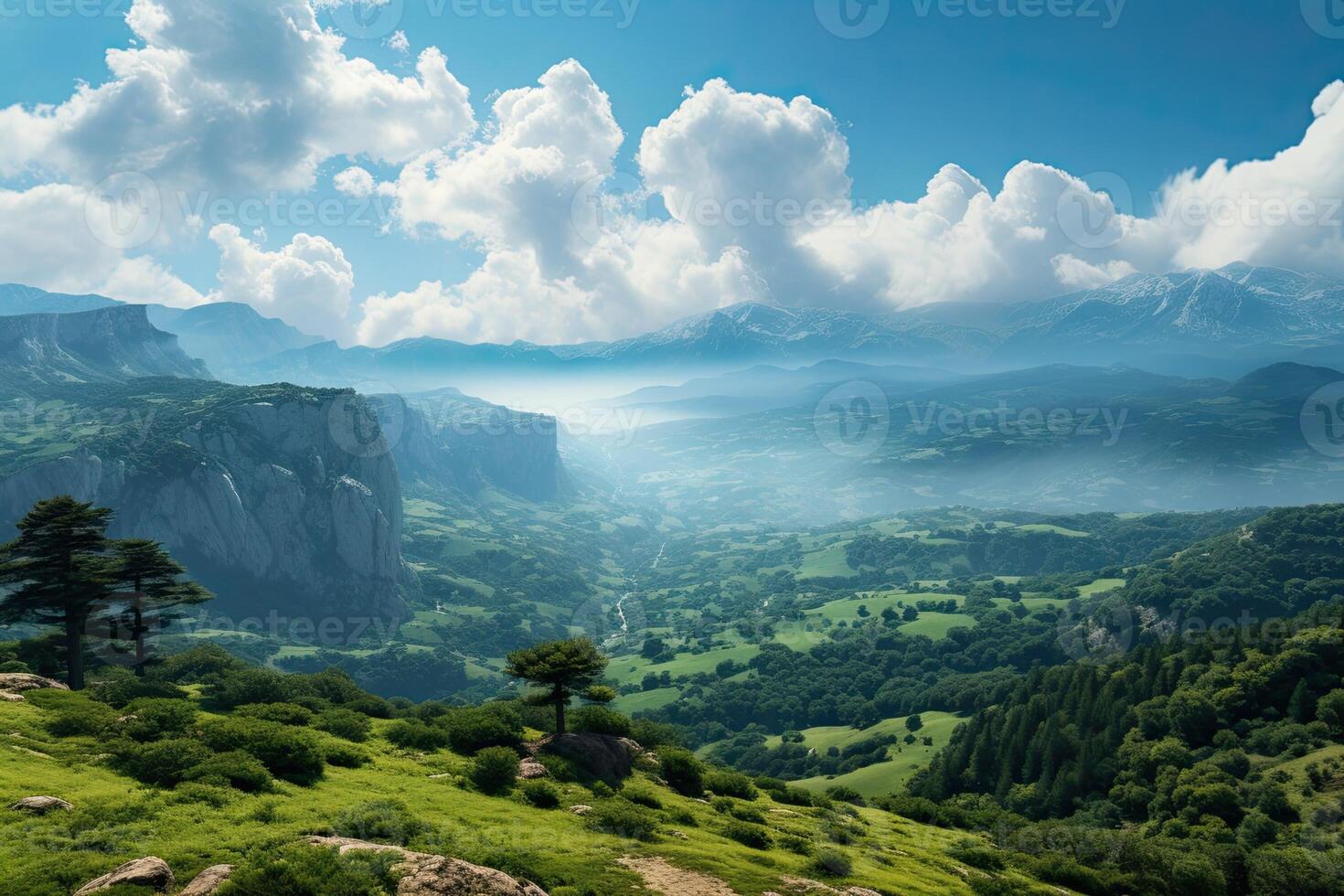 Nature of Lebanon. View of the valley in the mountains. Beautiful view. photo