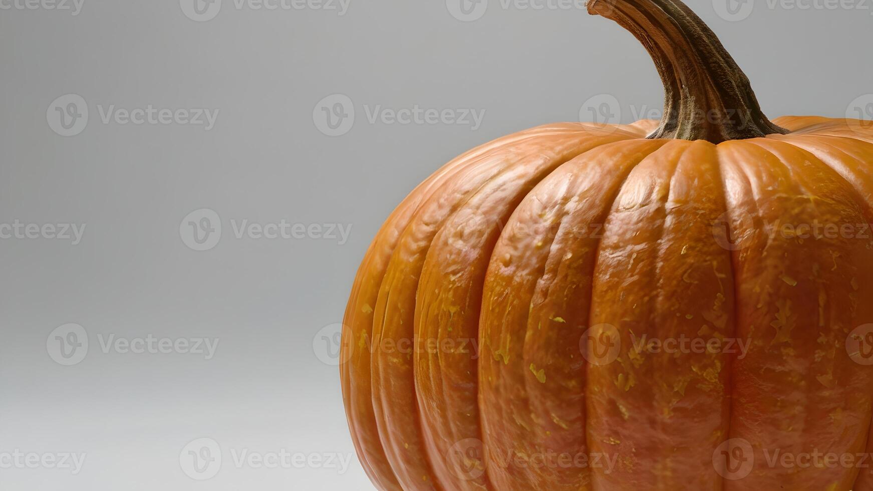 Close Up of a Ripe Orange Pumpkin on a White Background photo