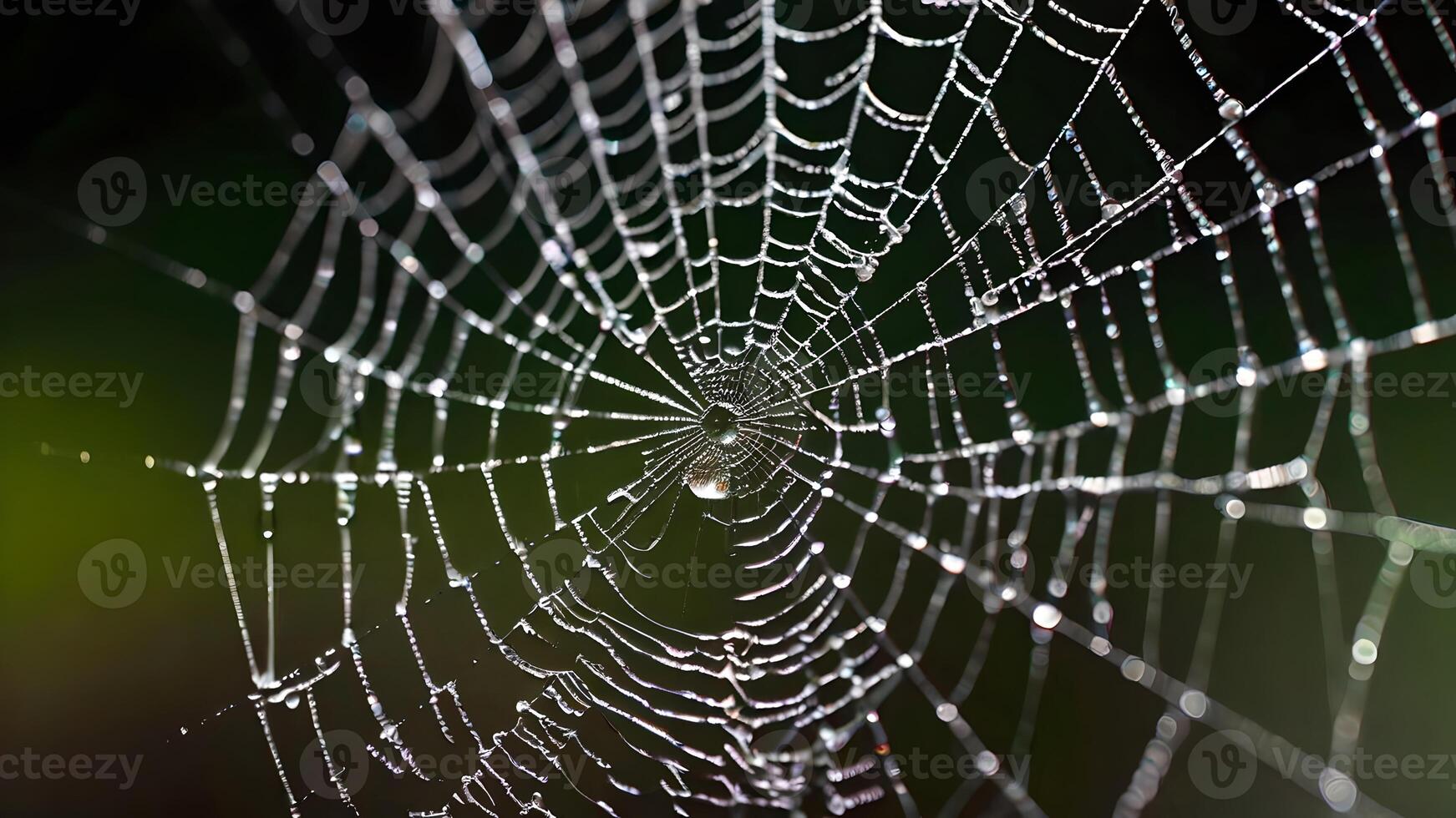 Dew Drops On Spider Web in the Morning photo
