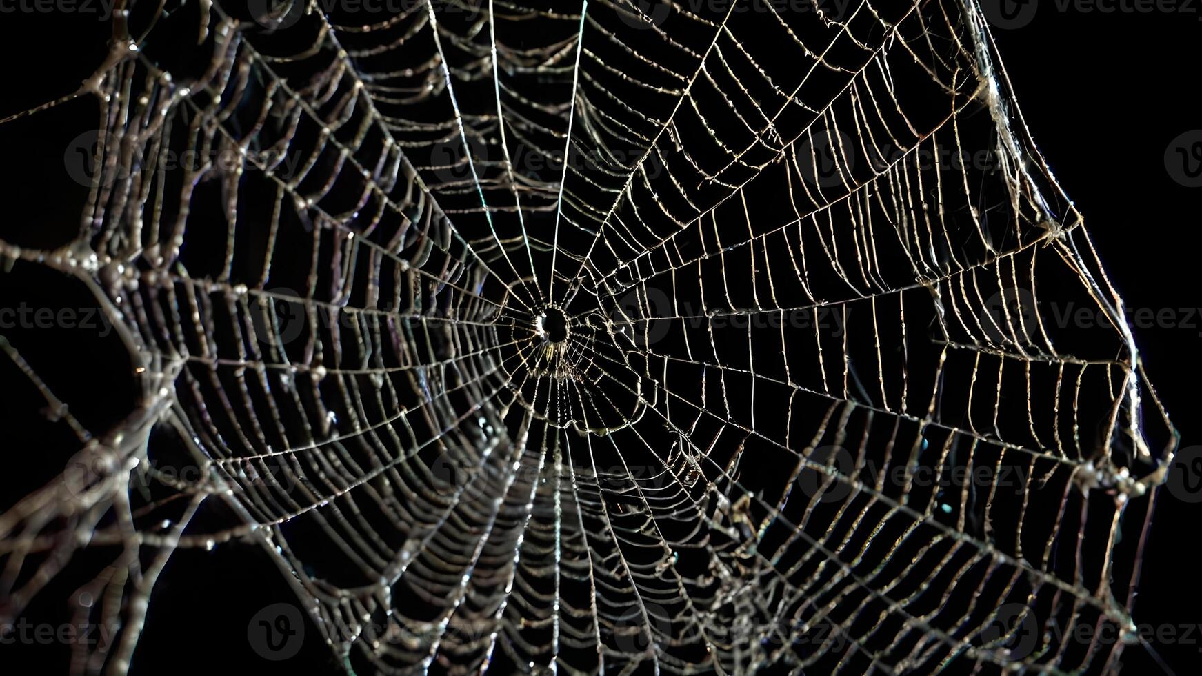 Creepy Halloween Cobweb Spider Web On Black Background photo