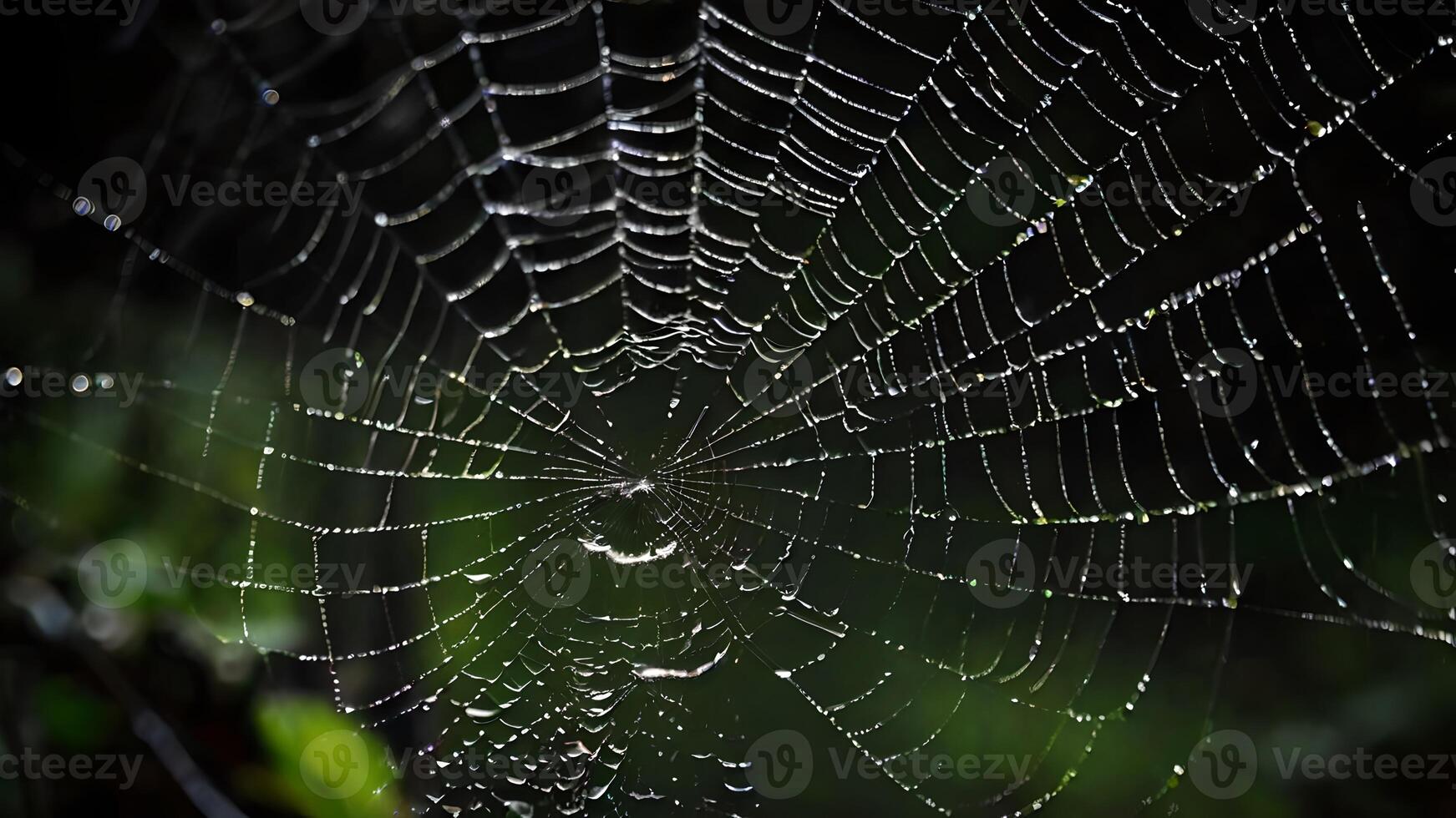 Dewy Spiderweb Glowing in the Dark photo