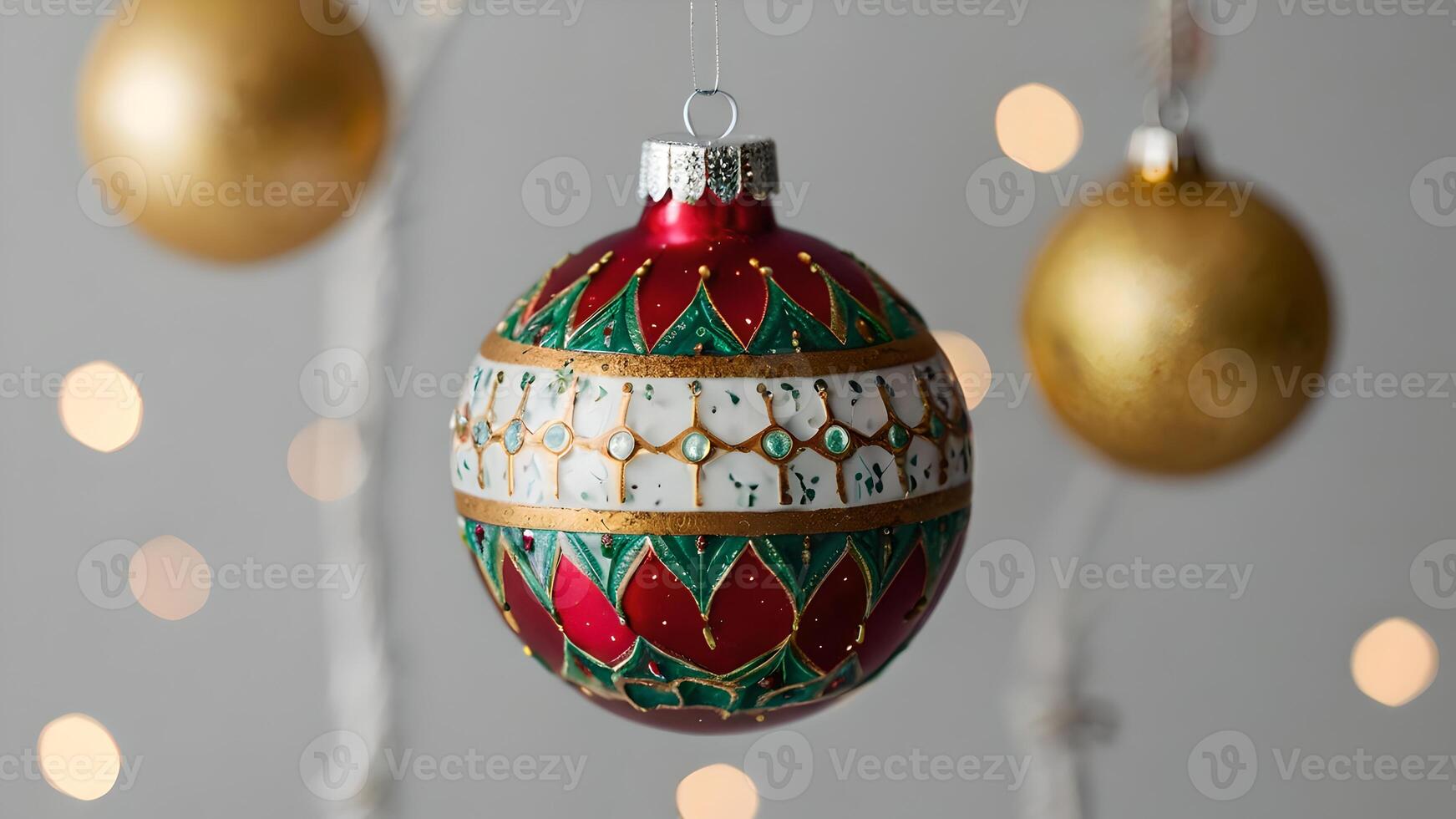 Ornate Christmas Ornament with Gold and Green Accents photo
