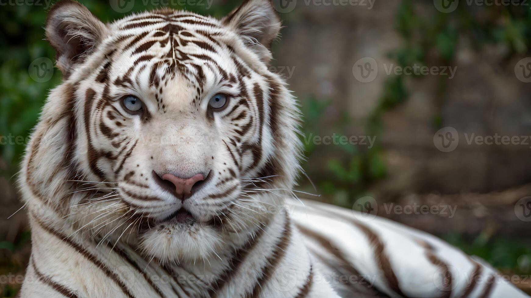 Close Up Portrait of a Majestic White Tiger photo