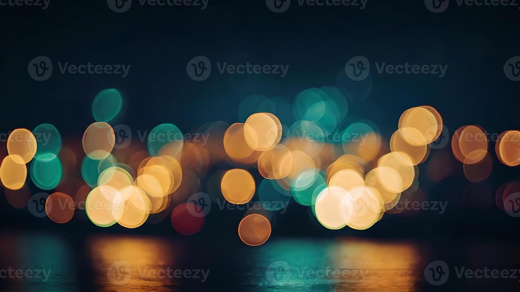 Abstract City Lights Bokeh Background With Vintage Color Tone photo