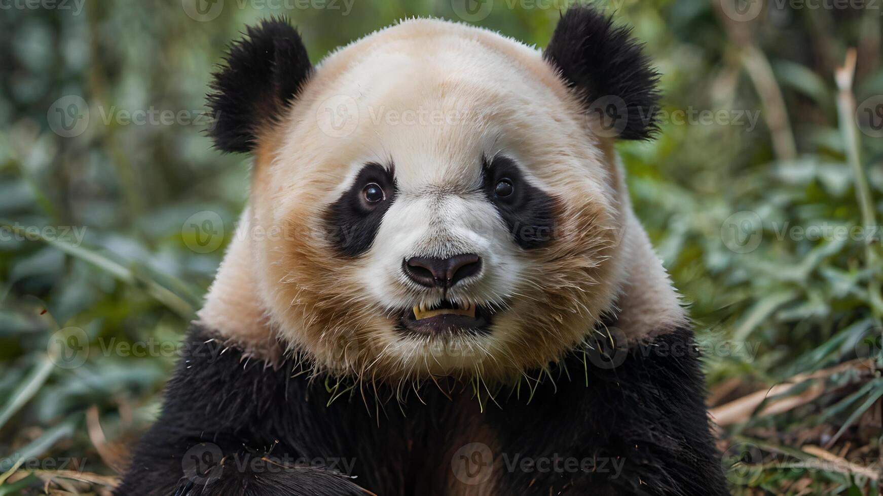Closeup of an Adorable Panda Bear with Big Eyes Looking at the Camera photo