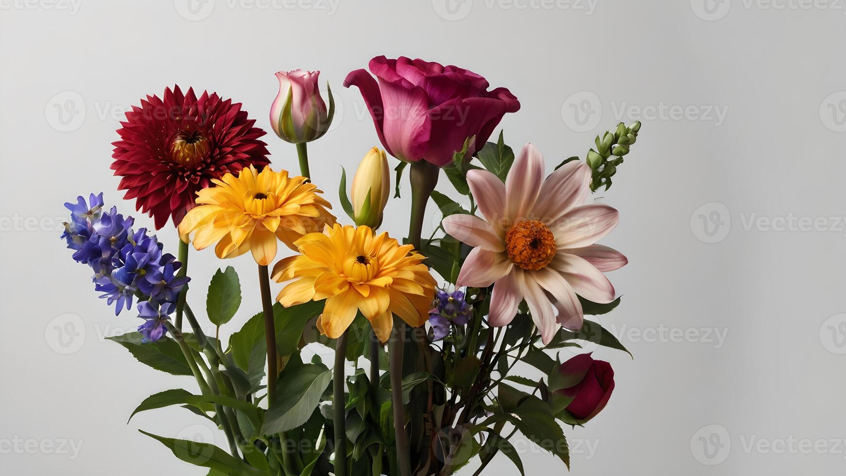 Colorful Bouquet of Flowers on White Background photo