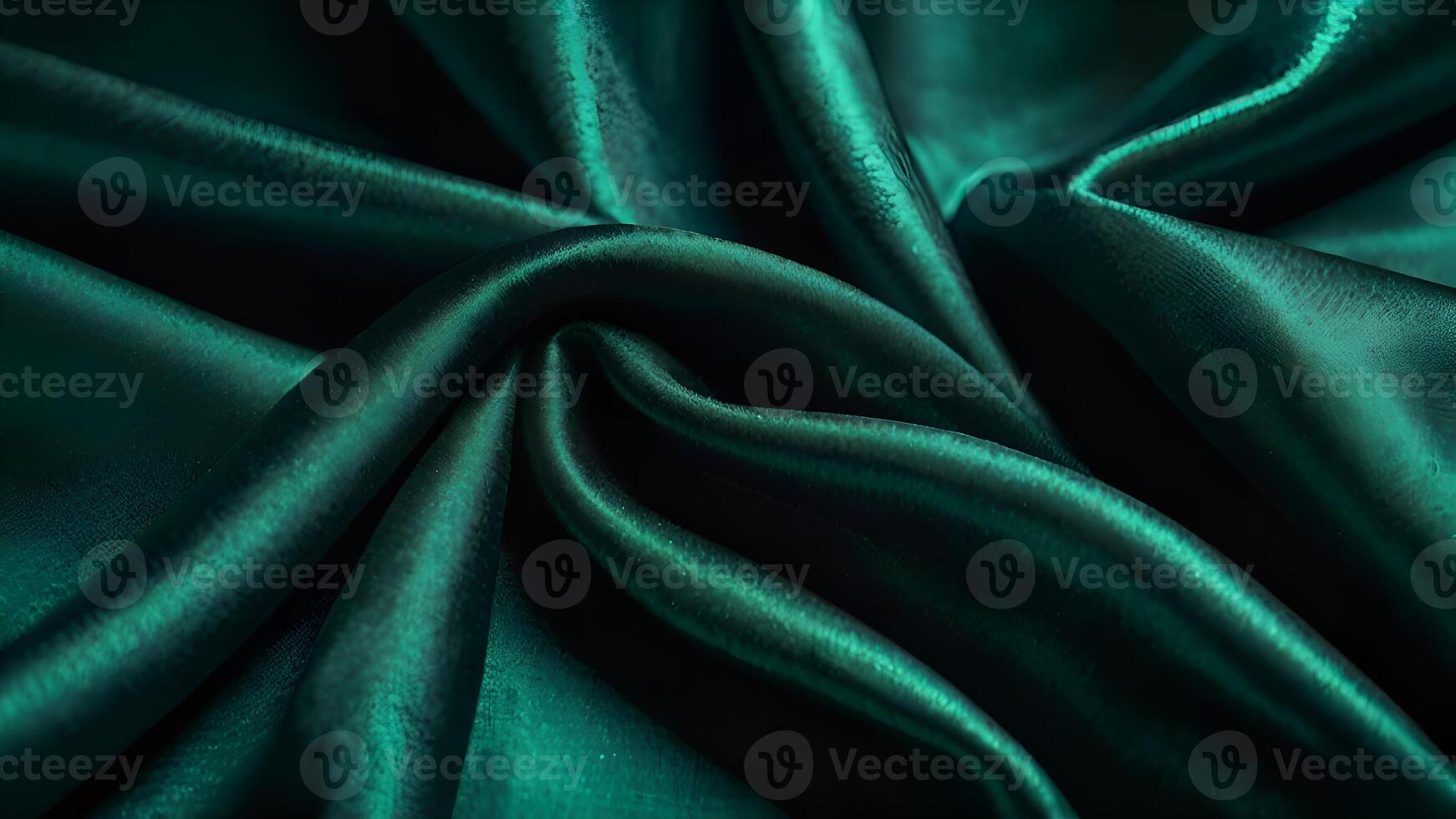Dark Green Silk Fabric Texture With Smooth Reflective Surface photo