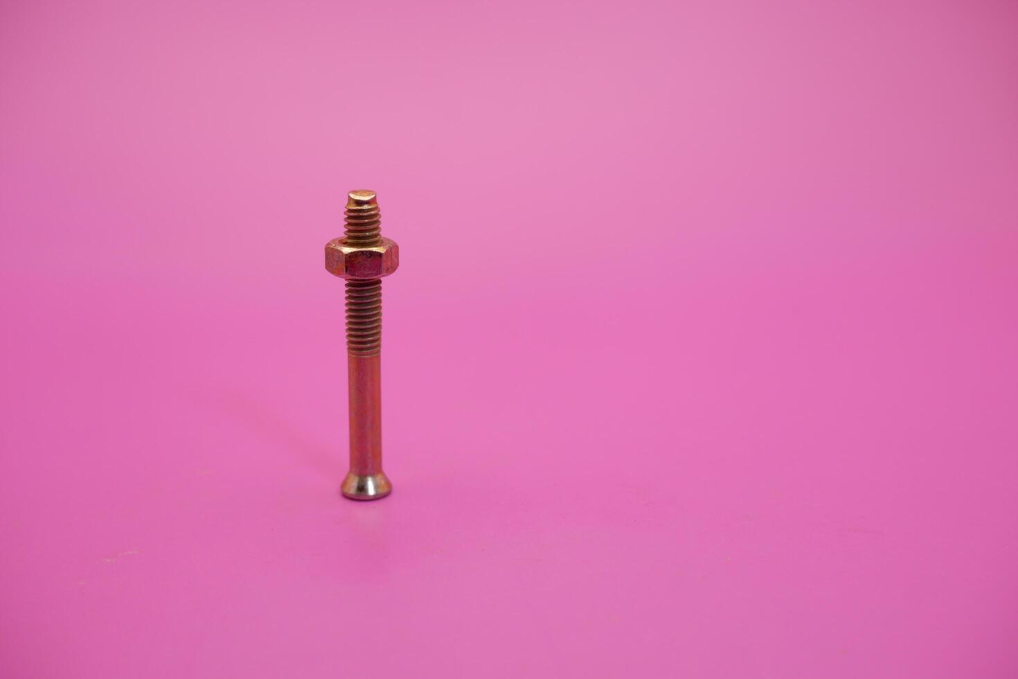 dynabolt isolated on purple background. bolt consisting of washer, sleeve, nut, and threaded bolt. bolt commonly used to fasten objects to concrete. photo