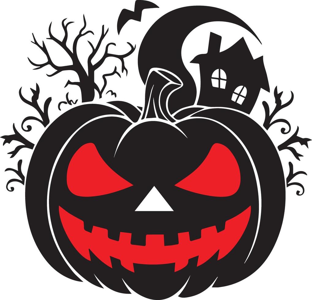 A Halloween ghost house and bat icon designed for multiple companies, featuring a creepy, eerie, and haunting style. Perfect for logos, posters, t-shirts, and other graphic projects. vector