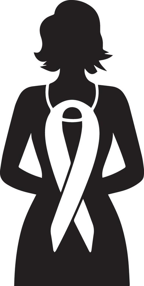 An black color icon of women for Breast Cancer Awareness Day, designed for versatile use across NGOs, various companies like health care vector