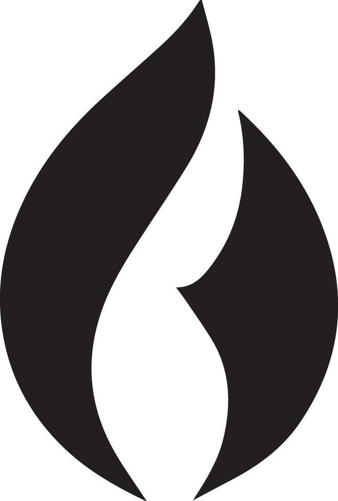 A solid black color fire flame, designed for multipurpose use. Its clean, minimalistic design makes it versatile for various applications, including logos, icons, and graphic designs vector