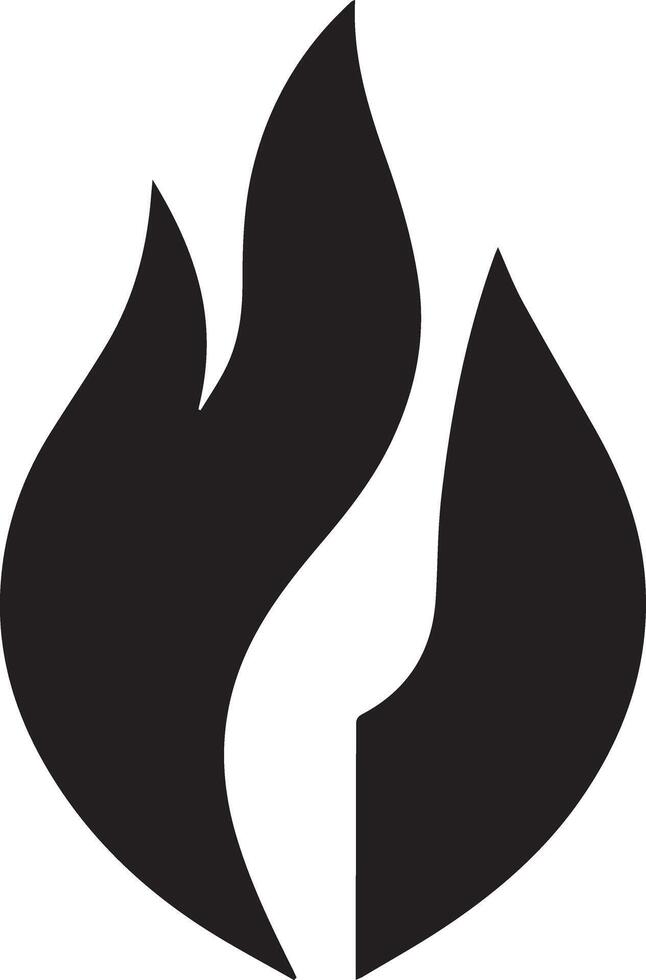 A black color fire flame icon designed for various companies. The design is clean, visually striking, and captivating, making it ideal for logos, posters, t-shirts, and more vector