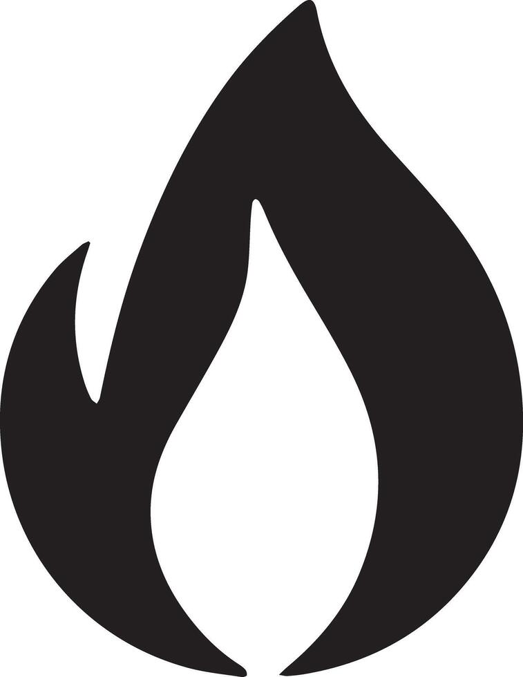 A black color fire flame icon designed for various companies. The design is clean, visually striking, and captivating, making it ideal for logos, posters, t-shirts, and more vector