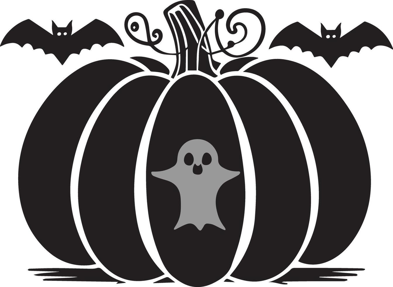 A Halloween holiday icon with pumpkin and bats created for multipurpose use. The design is simple, creative, and adaptable, making it great for things like logos, posters, t-shirt designs, and more vector