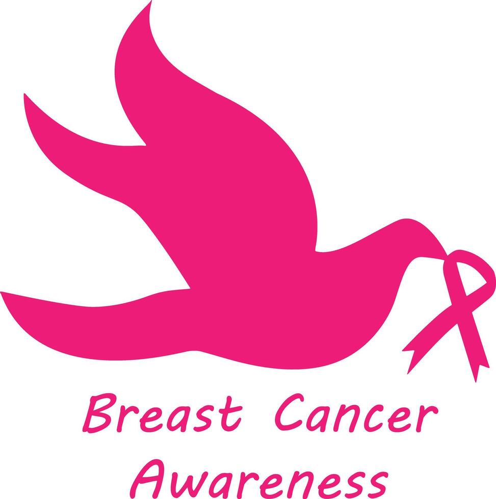 An icon of bird with ribbon for Breast Cancer Awareness Day, designed for versatile use across NGOs, various companies, or t-shirt designs vector