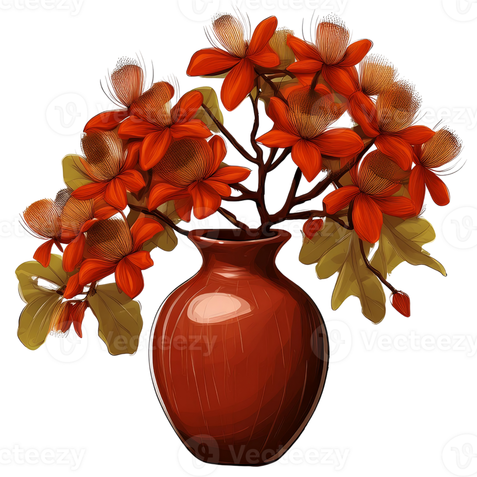 Vase with red flowers png