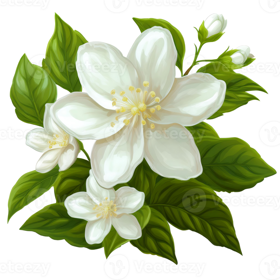 White jasmine isolated on transparent background. png