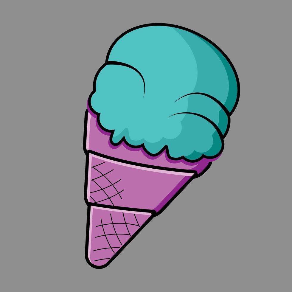 illustration of delicious ice cream cone. Ice cream cartoon illustration. Free . vector
