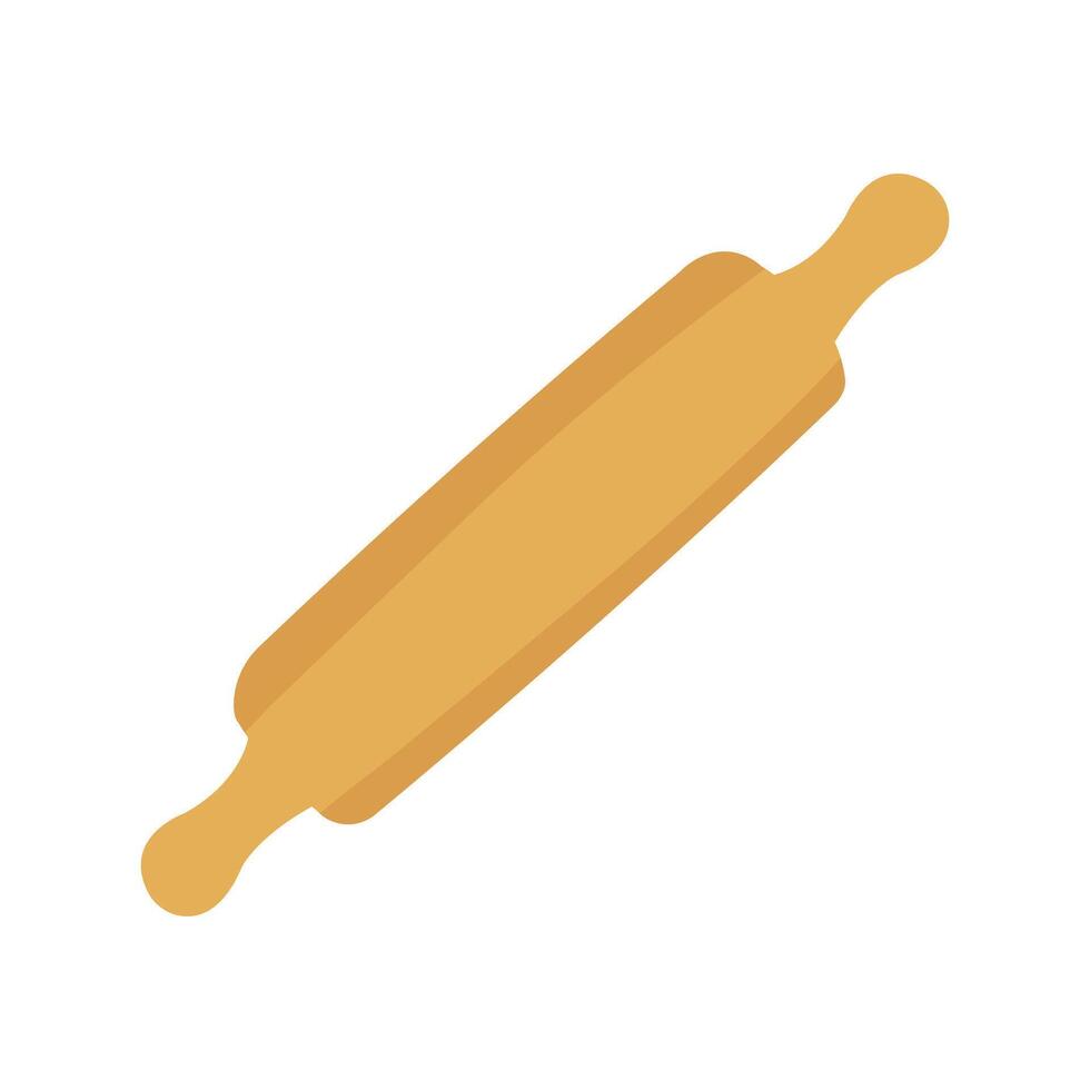 Illustration wooden rolling pin with handles on both ends, used for rolling dough vector