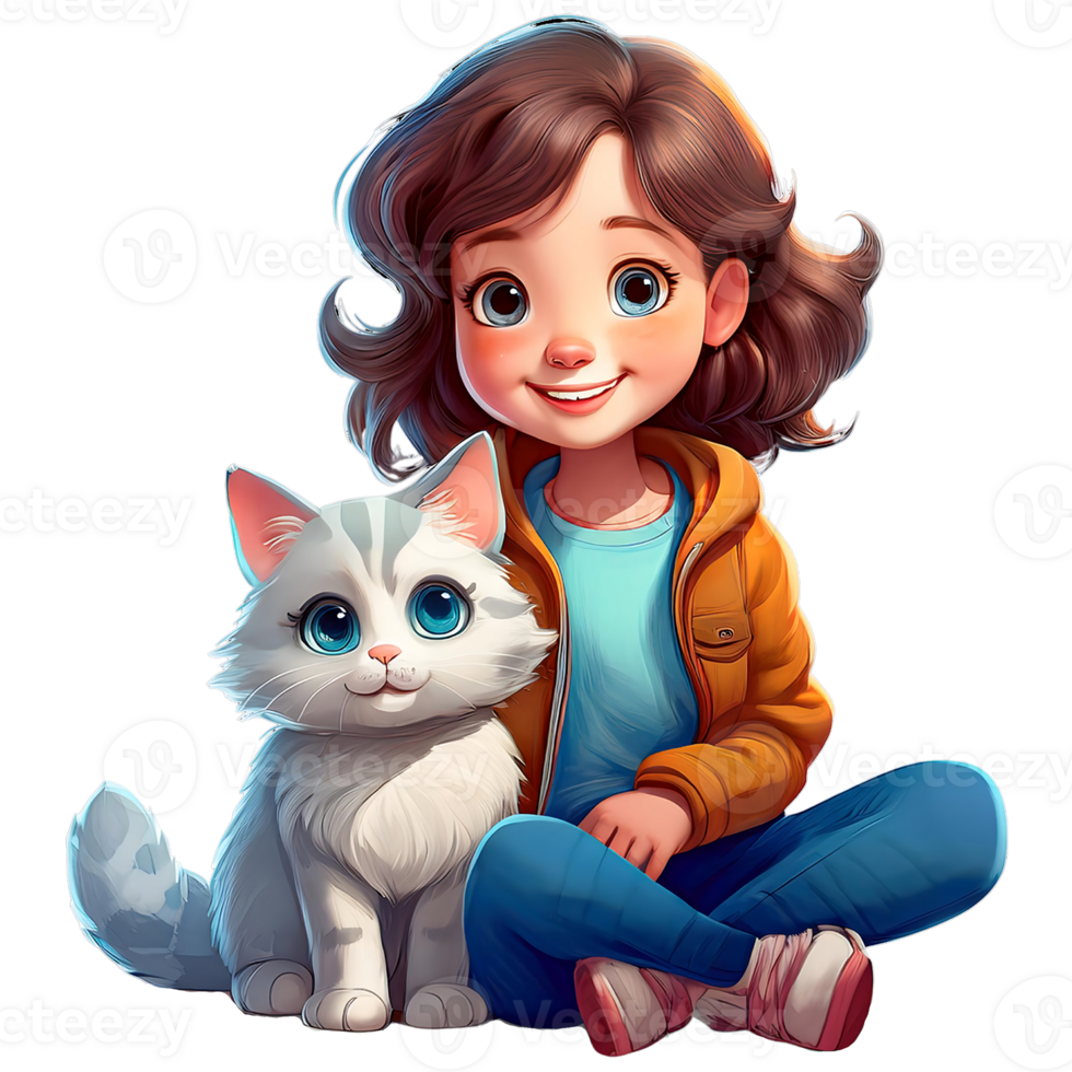 Child with a cat png