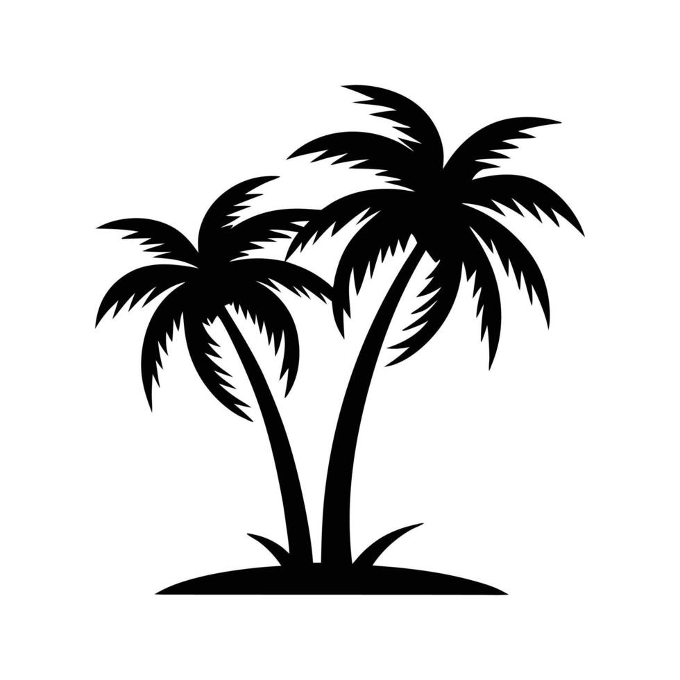 palm tree silhouette with black and white vector