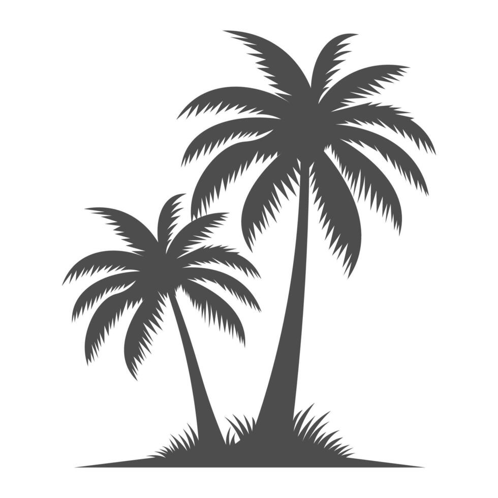 Black silhouette of palm tree. vector