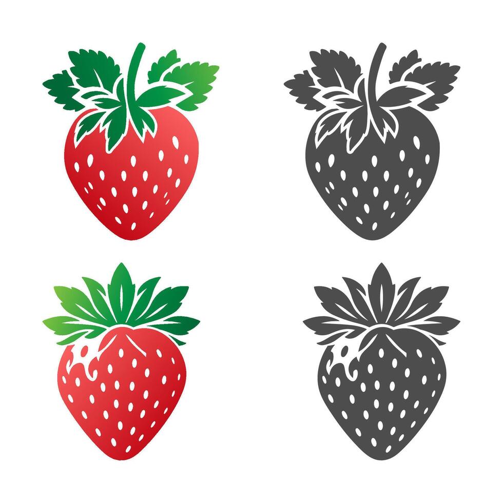 Black silhouette of strawberry for logo or pictogram. vector