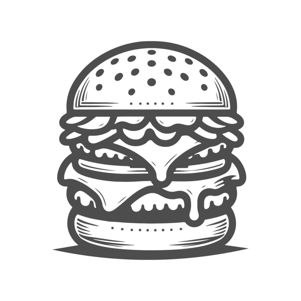 Hamburger silhouette, icon, logo on white background. vector