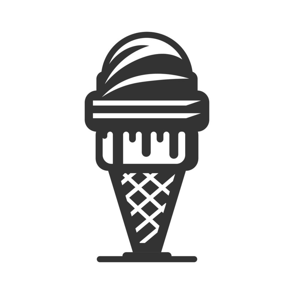 A black silhouette, icon of an ice cream cone. vector