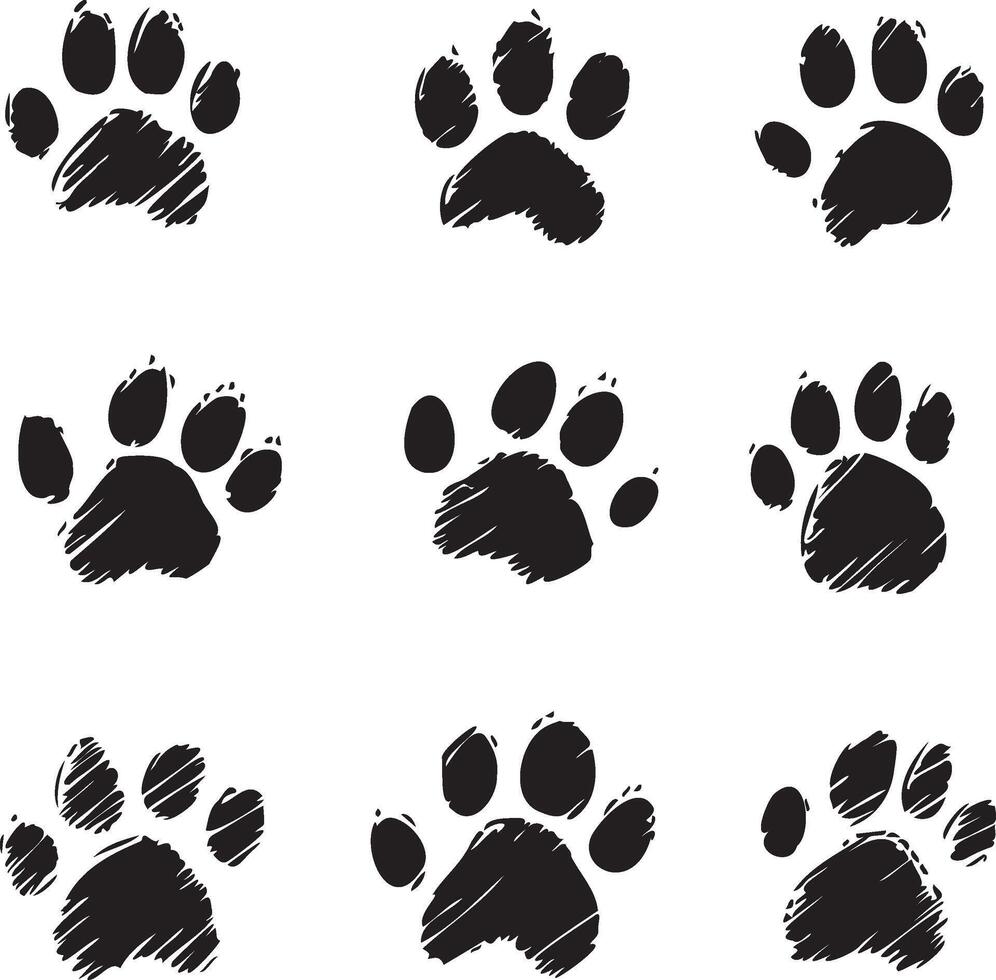 Dog and Cat Paw Silhouette black vector