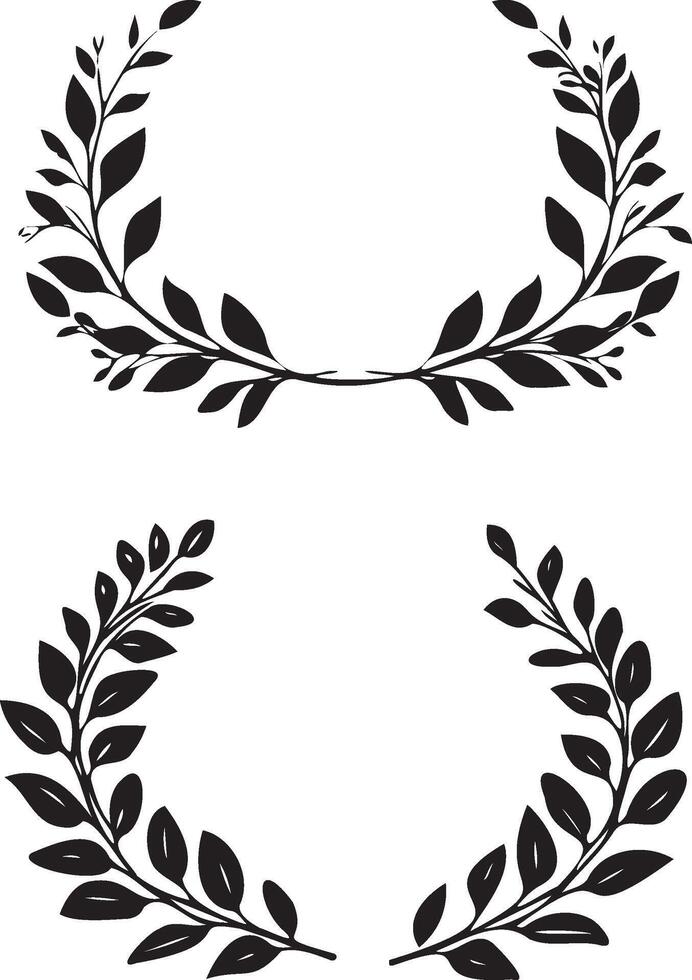 Laurel wreath silhouette set vector