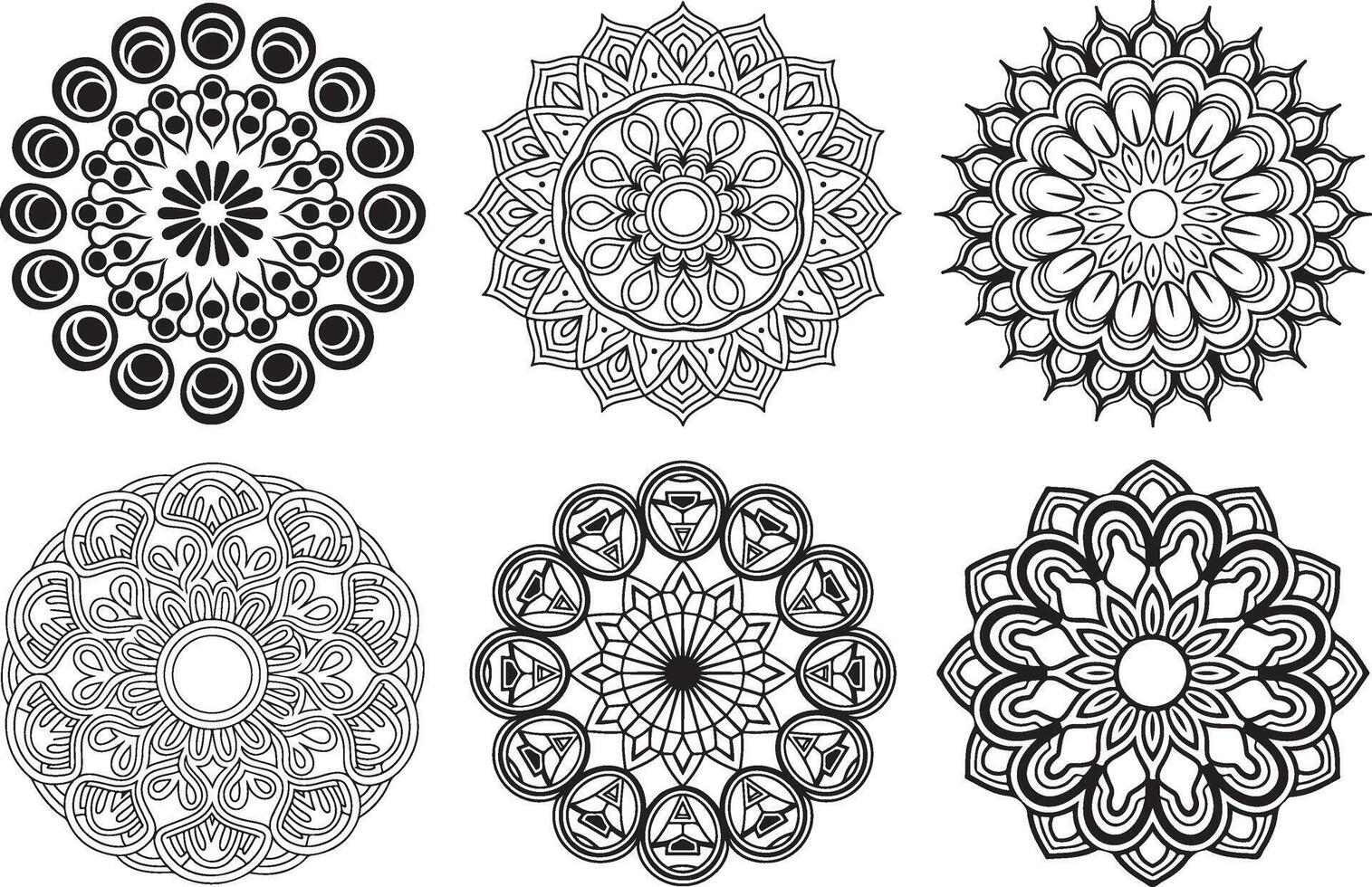 Mesmerizing Circular Mandala Designs for Relaxation vector