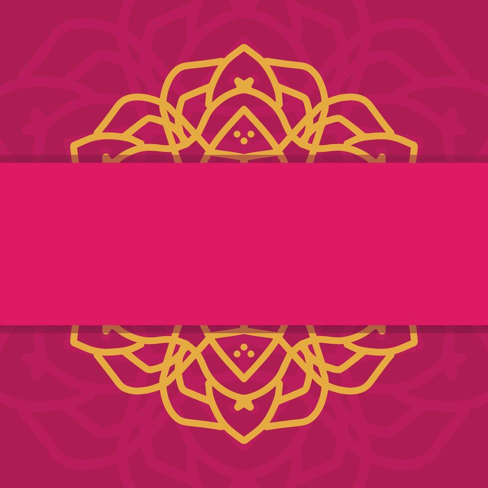 Golden Mandala Hindu Wedding Invitation Deep Red Luxury Card Design with Vintage Ornament vector
