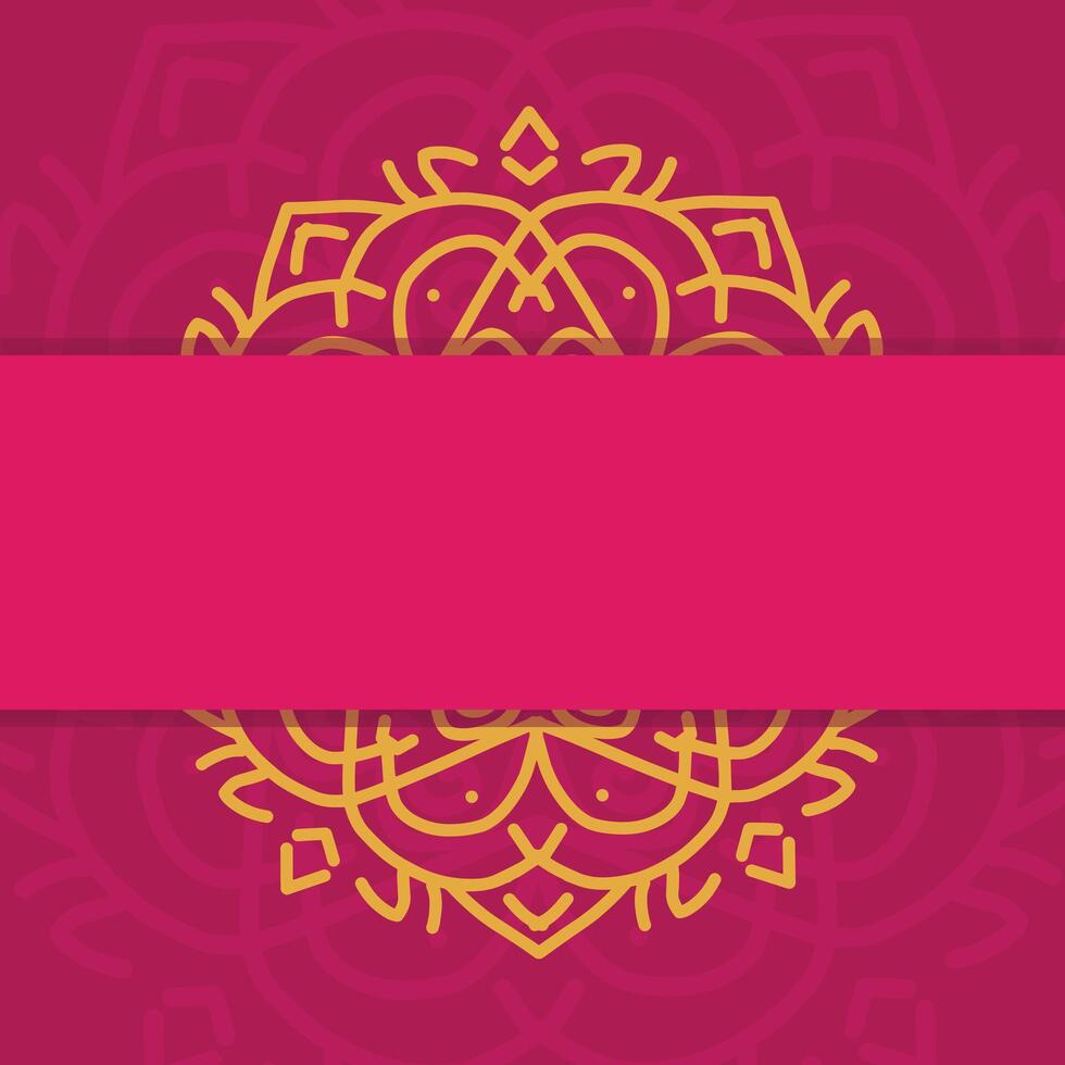 Mandala Hindu Wedding Invitation Deep Red Card with Golden Mandala and Abstract Vintage Design vector