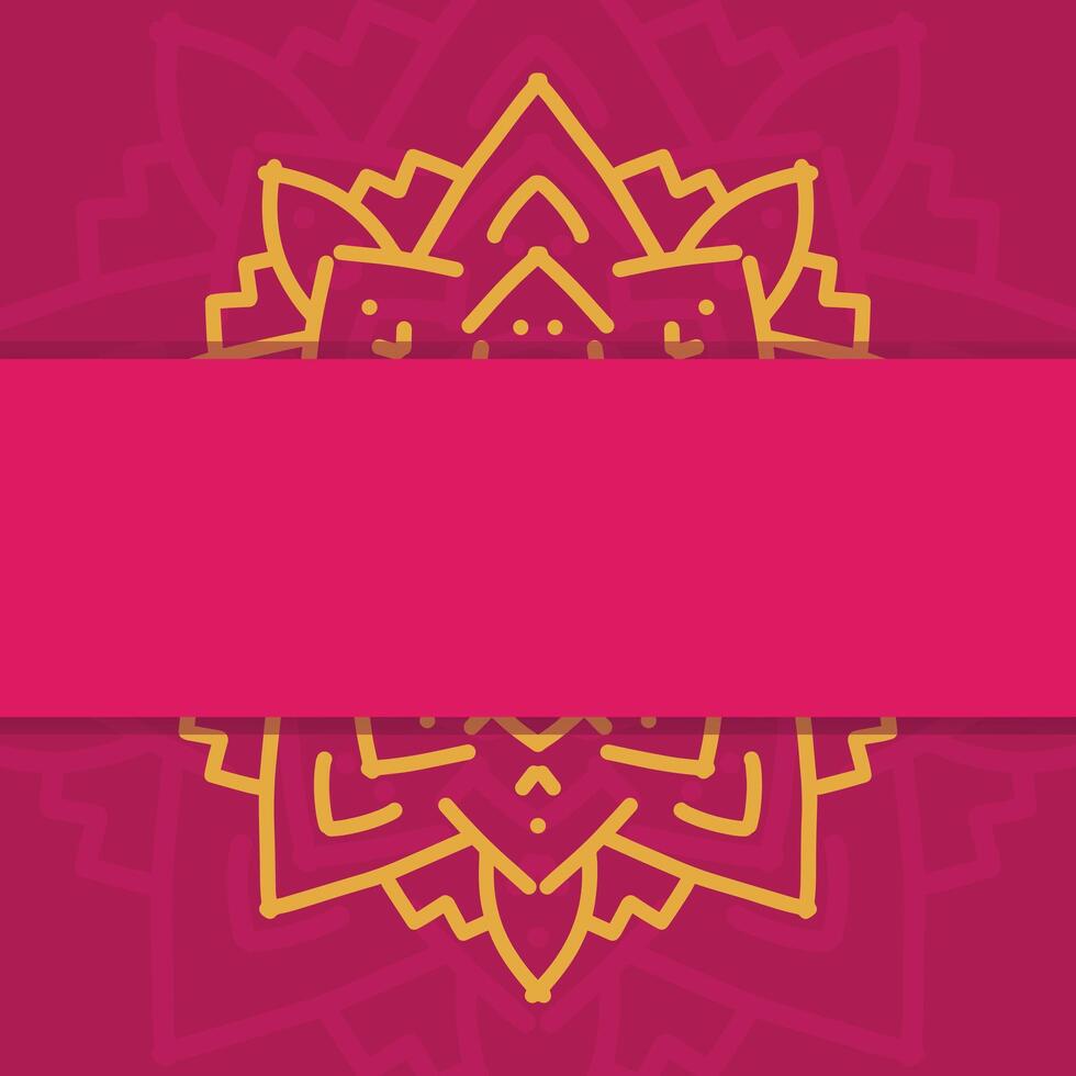 Vintage Mandala Hindu Wedding Invitation Deep Red Card Design with Golden Mandala and Luxury Ornament vector