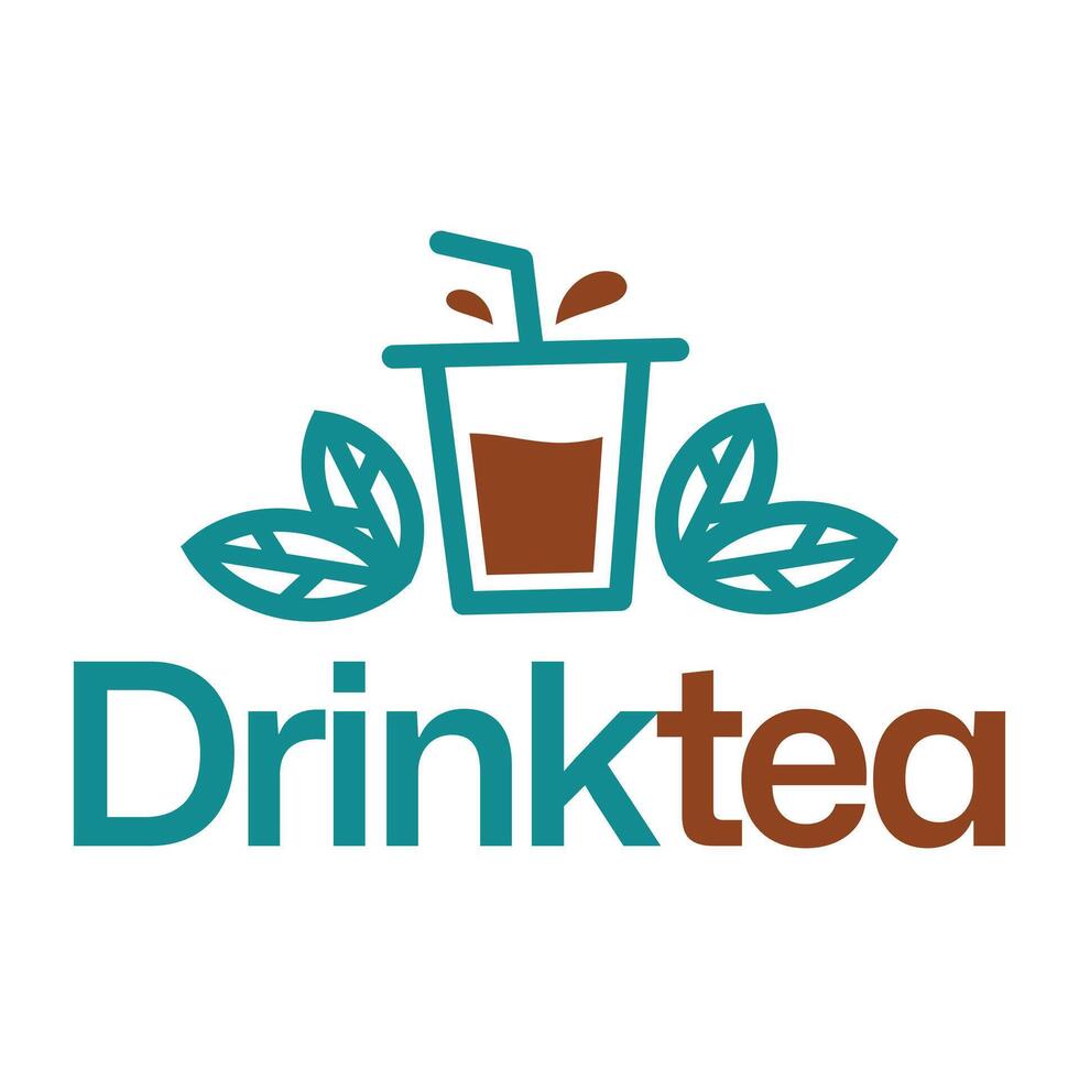 drink tea cafe shop minimalist logo design vector