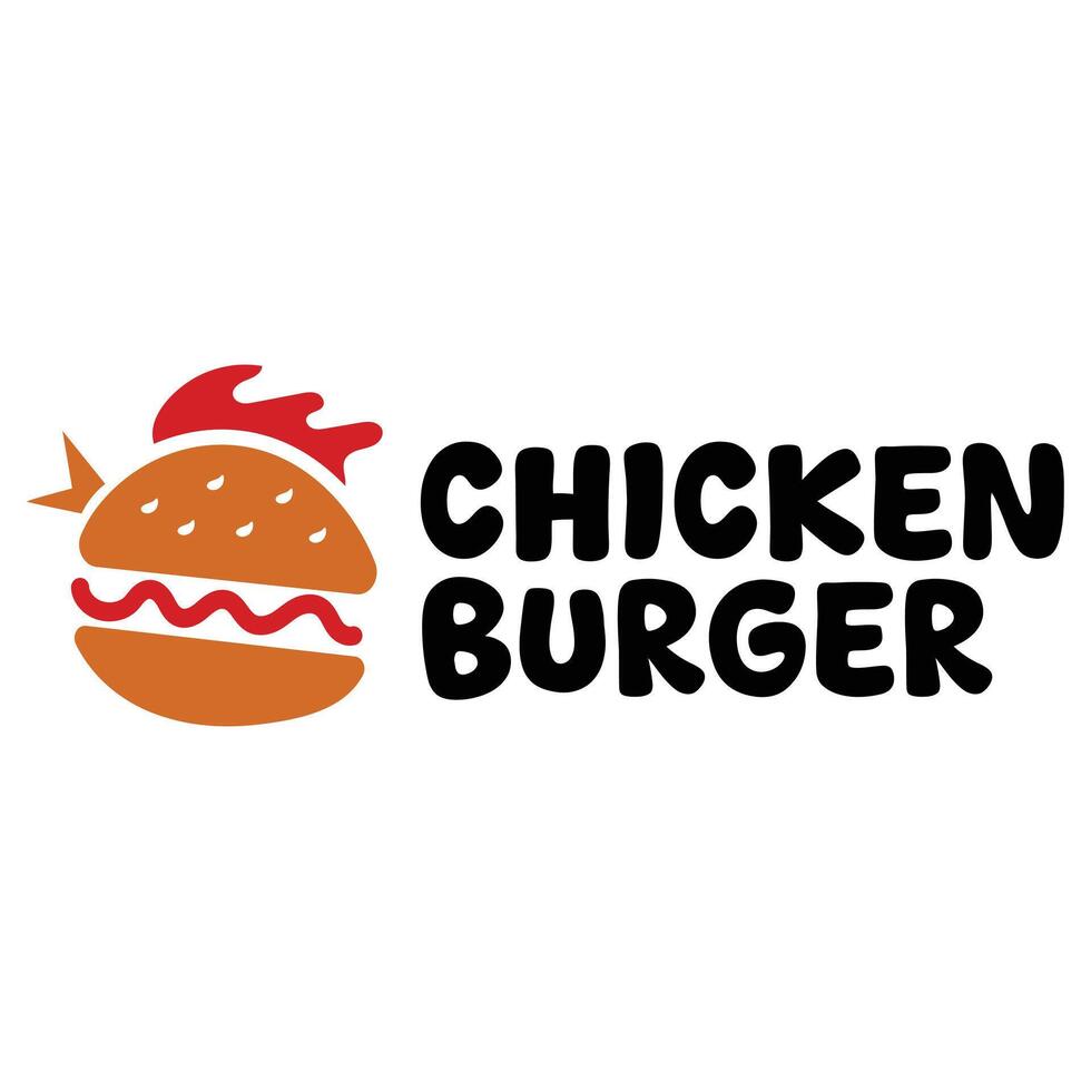 chicken burger minimalist logo design vector