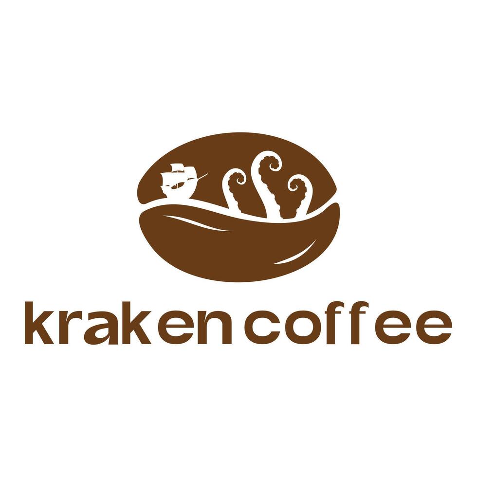 kraken octopus coffee minimalist logo design vector