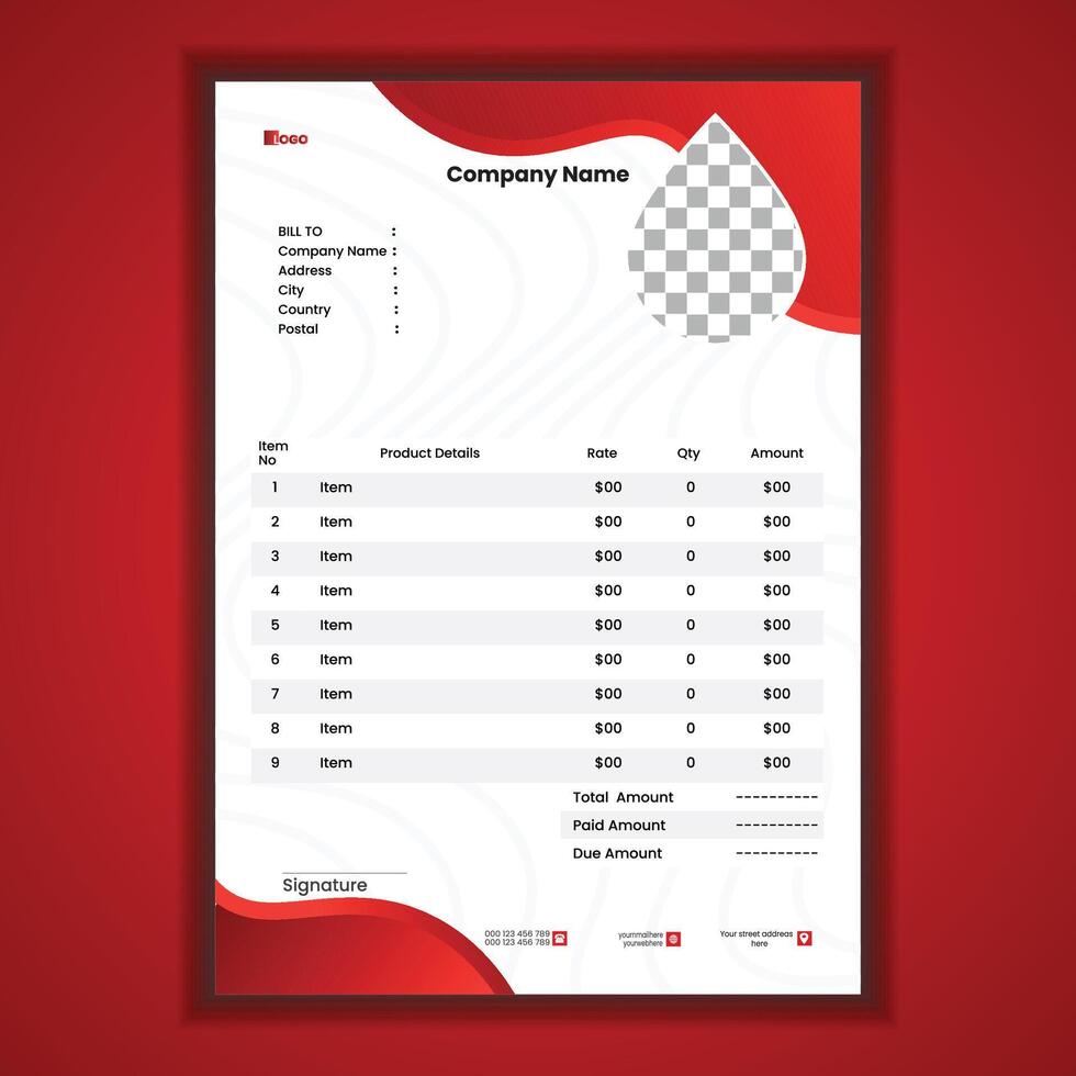 Flat design driving school invoice vector