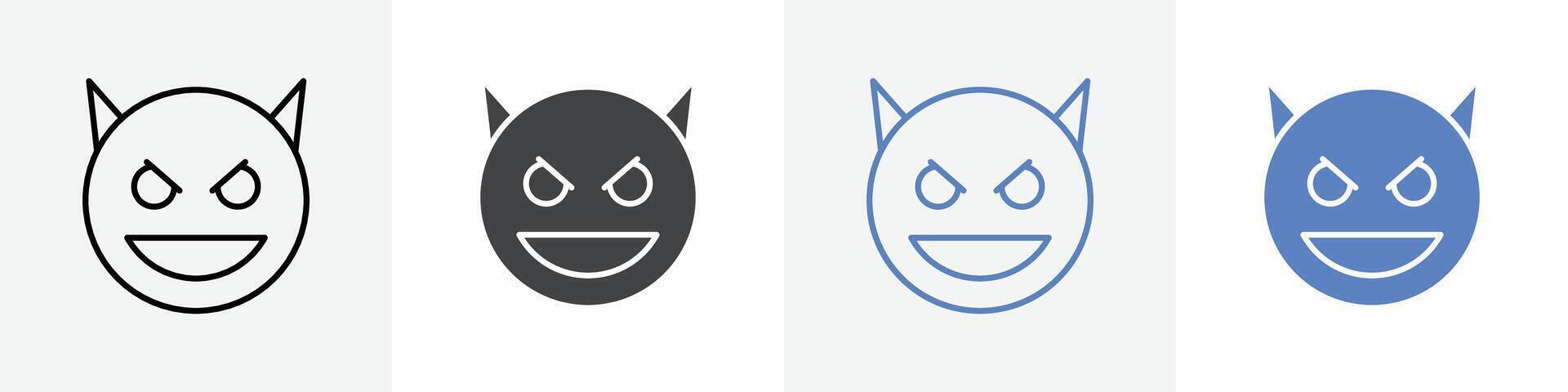 evil face icon set use for web ui or app vector