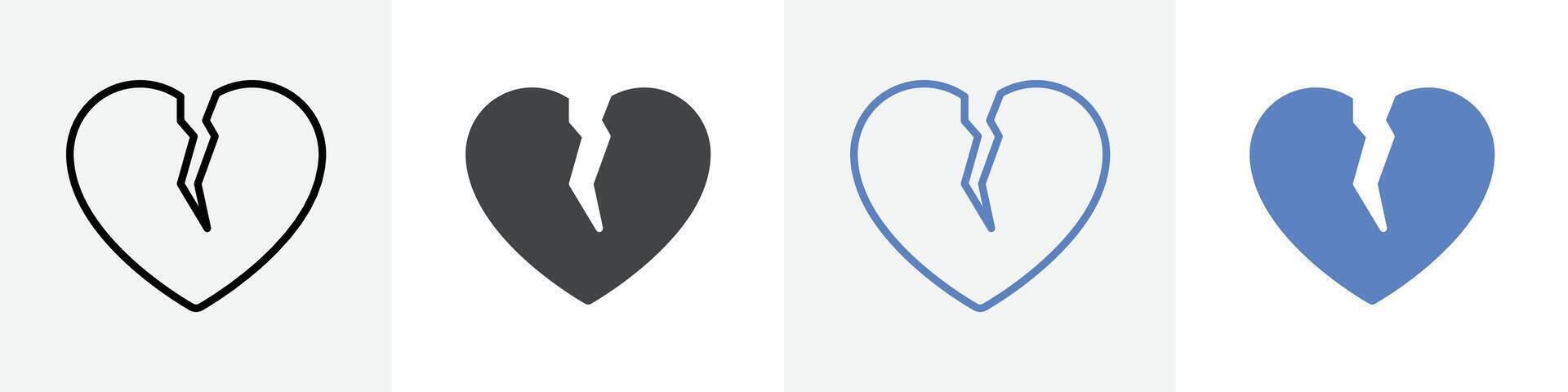 broken heart icon set use for web ui or app vector