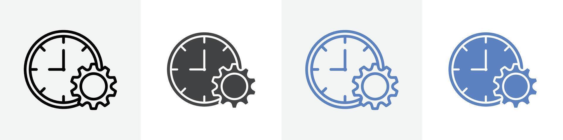 clock with setting icon set use for web ui or app vector